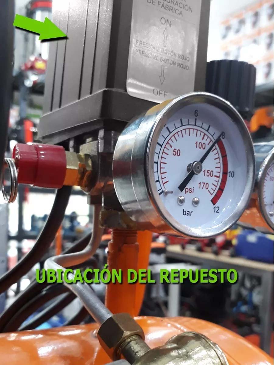 Automatico Compresor Presostato Boton Rojo 4 Vias 125 Psi